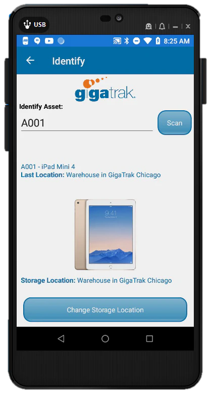 screenshot of GigaTrak Asset Tracking System